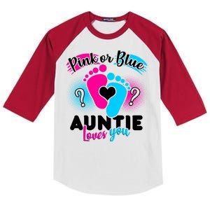 Pink Or Blue Auntie Loves You Kids Colorblock Raglan Jersey