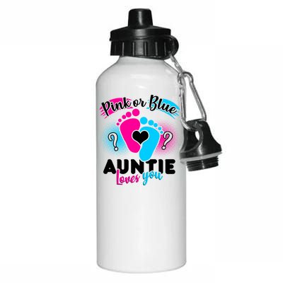 Pink Or Blue Auntie Loves You Aluminum Water Bottle