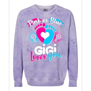 Pink Or Blue Gigi Loves You Baby Gender Reveal Colorblast Crewneck Sweatshirt