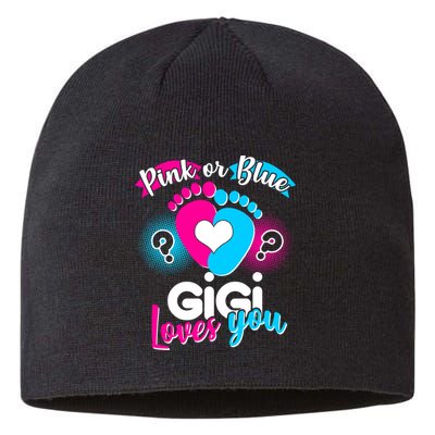 Pink Or Blue Gigi Loves You Baby Gender Reveal Sustainable Beanie