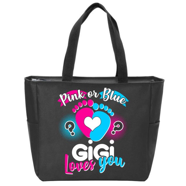 Pink Or Blue Gigi Loves You Baby Gender Reveal Zip Tote Bag