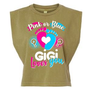 Pink Or Blue Gigi Loves You Baby Gender Reveal Garment-Dyed Women's Muscle Tee