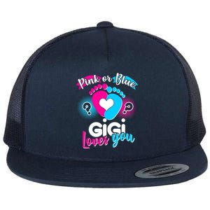 Pink Or Blue Gigi Loves You Baby Gender Reveal Flat Bill Trucker Hat