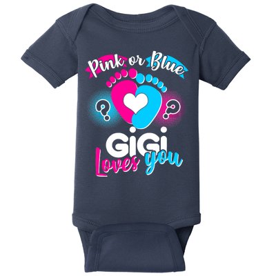 Pink Or Blue Gigi Loves You Baby Gender Reveal Baby Bodysuit