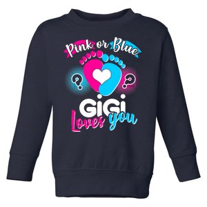 Pink Or Blue Gigi Loves You Baby Gender Reveal Toddler Sweatshirt