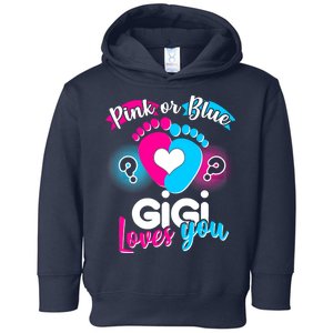 Pink Or Blue Gigi Loves You Baby Gender Reveal Toddler Hoodie