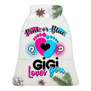 Pink Or Blue Gigi Loves You Baby Gender Reveal Ceramic Bell Ornament