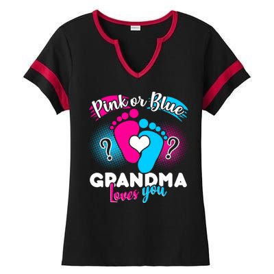 Pink or Blue Grandma Loves You Ladies Halftime Notch Neck Tee