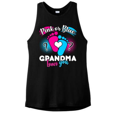 Pink or Blue Grandma Loves You Ladies PosiCharge Tri-Blend Wicking Tank