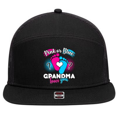 Pink or Blue Grandma Loves You 7 Panel Mesh Trucker Snapback Hat