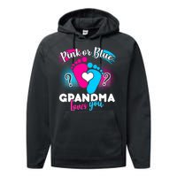 Pink or Blue Grandma Loves You Performance Fleece Hoodie