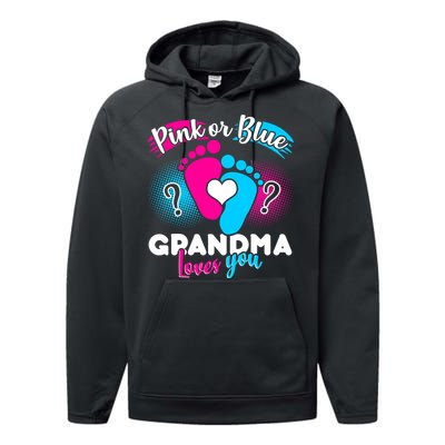 Pink or Blue Grandma Loves You Performance Fleece Hoodie