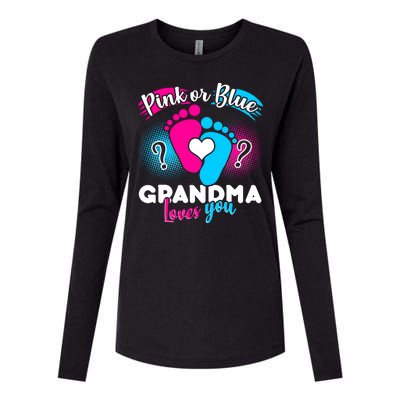 Pink or Blue Grandma Loves You Womens Cotton Relaxed Long Sleeve T-Shirt