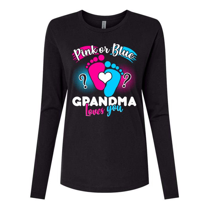 Pink or Blue Grandma Loves You Womens Cotton Relaxed Long Sleeve T-Shirt