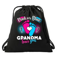 Pink or Blue Grandma Loves You Drawstring Bag