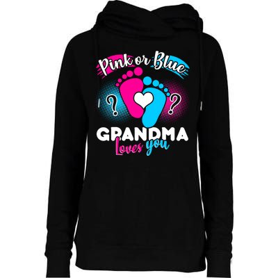 Pink or Blue Grandma Loves You Womens Funnel Neck Pullover Hood