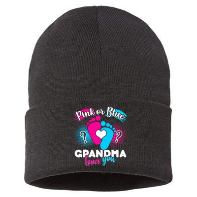 Pink or Blue Grandma Loves You Sustainable Knit Beanie