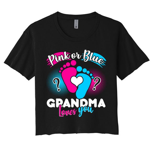 Pink or Blue Grandma Loves You Crop Top