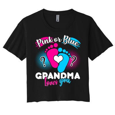 Pink or Blue Grandma Loves You Women's Crop Top Tee