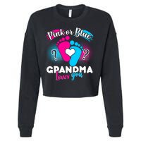 Pink or Blue Grandma Loves You Cropped Pullover Crew