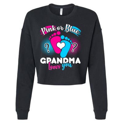 Pink or Blue Grandma Loves You Cropped Pullover Crew