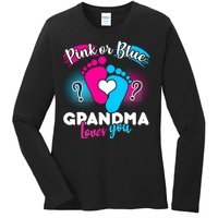 Pink or Blue Grandma Loves You Ladies Long Sleeve Shirt