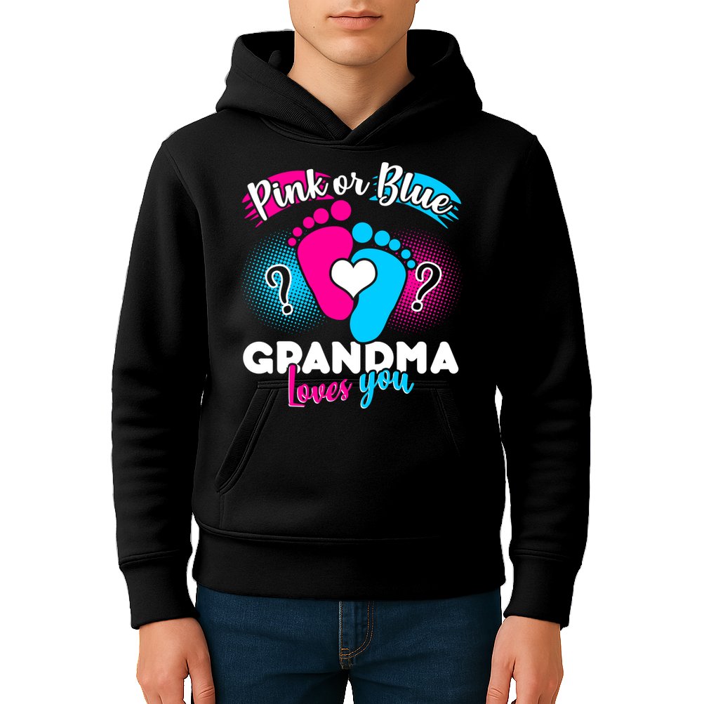 Pink or Blue Grandma Loves You Kids Hoodie