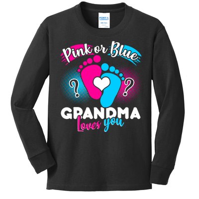 Pink or Blue Grandma Loves You Kids Long Sleeve Shirt