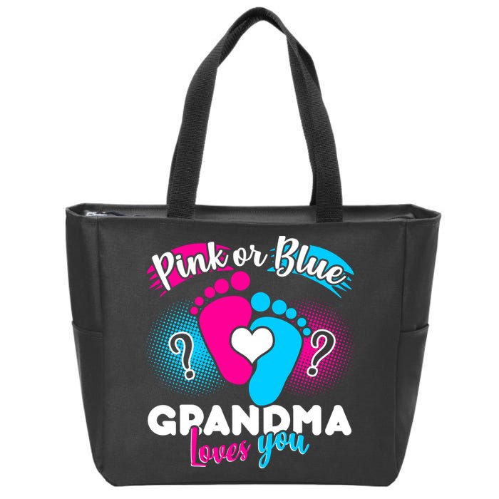 Pink or Blue Grandma Loves You Zip Tote Bag