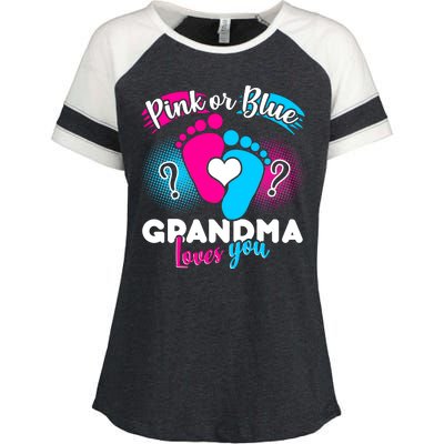 Pink or Blue Grandma Loves You Enza Ladies Jersey Colorblock Tee