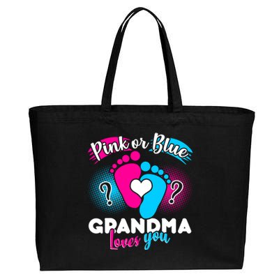 Pink or Blue Grandma Loves You Cotton Canvas Jumbo Tote