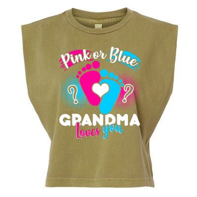 Pink or Blue Grandma Loves You Garment-Dyed Women's Muscle Tee