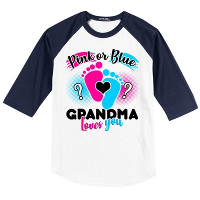 Pink or Blue Grandma Loves You Baseball Sleeve Shirt