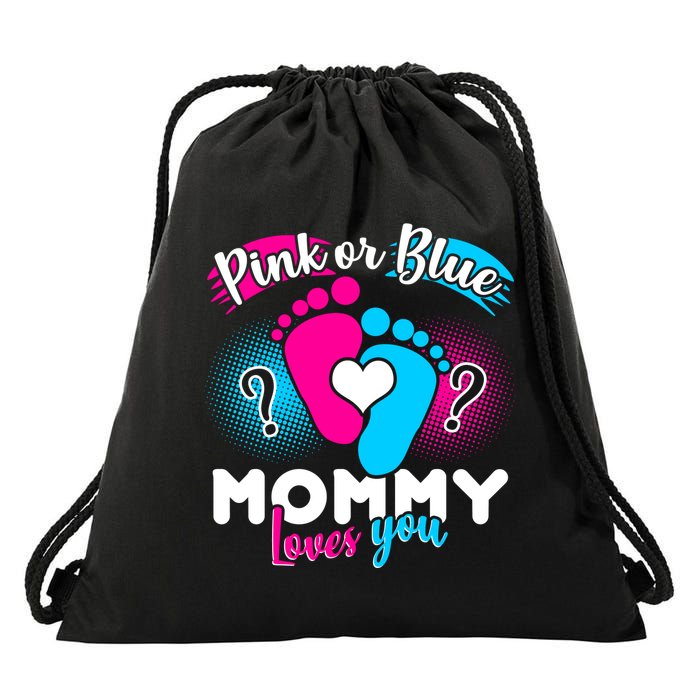 Pink or Blue Mommy Loves You Drawstring Bag