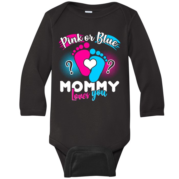 Pink or Blue Mommy Loves You Baby Long Sleeve Bodysuit