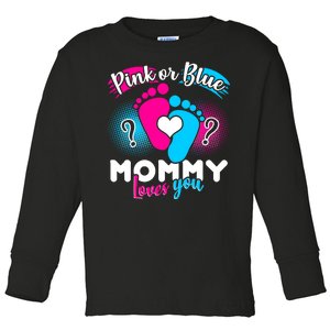 Pink or Blue Mommy Loves You Toddler Long Sleeve Shirt