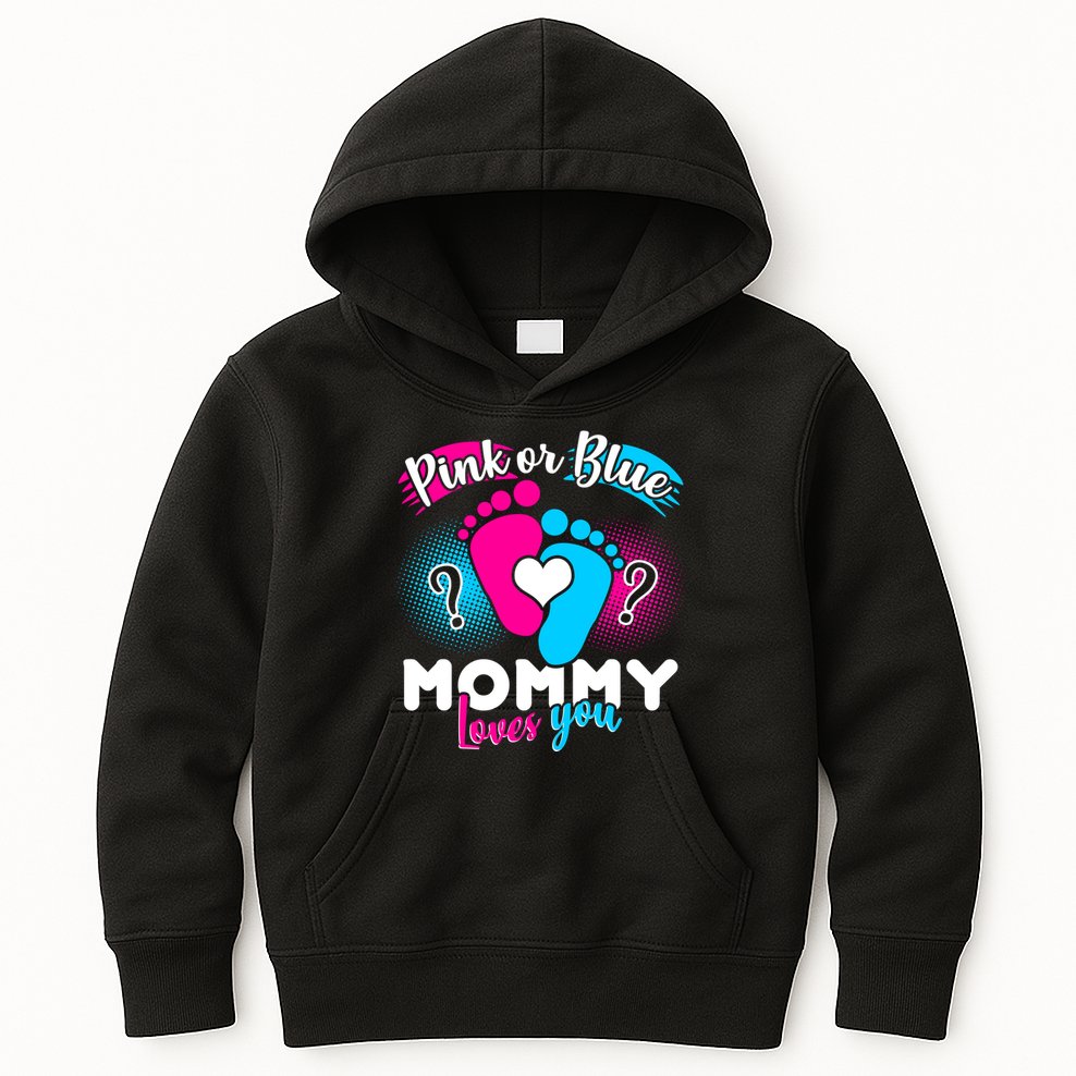 Pink or Blue Mommy Loves You Kids Hoodie