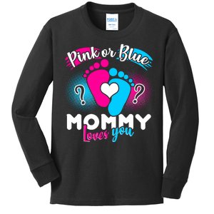 Pink or Blue Mommy Loves You Kids Long Sleeve Shirt