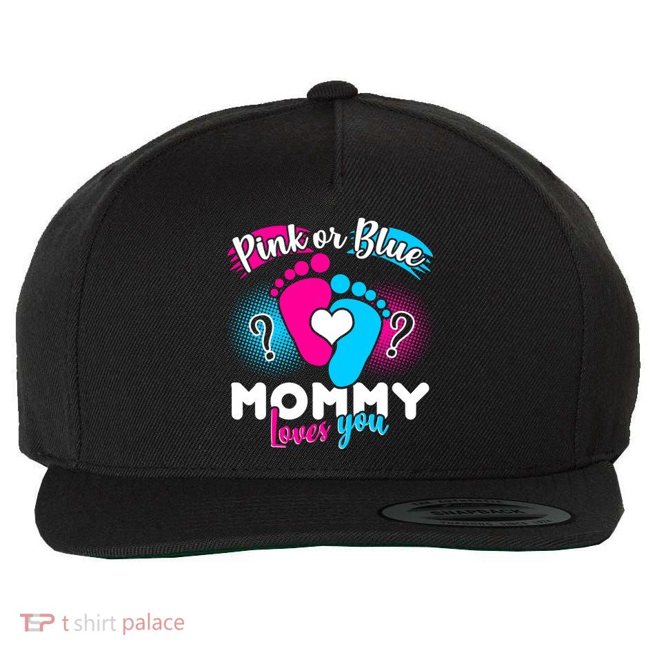 Pink or Blue Mommy Loves You Wool Snapback Cap