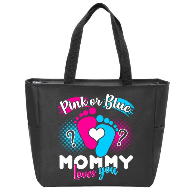Pink or Blue Mommy Loves You Zip Tote Bag