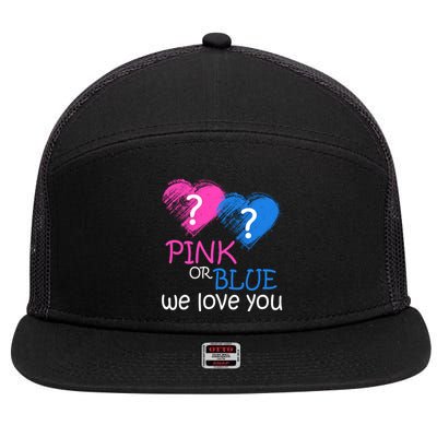 Pink or Blue We Love You 7 Panel Mesh Trucker Snapback Hat