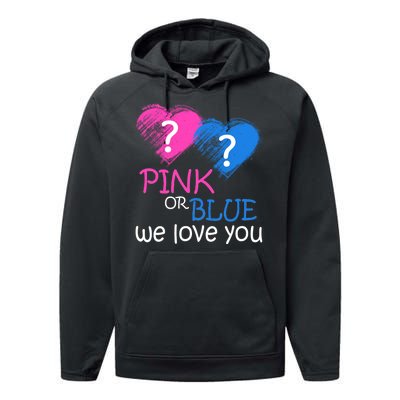 Pink or Blue We Love You Performance Fleece Hoodie