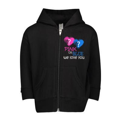 Pink or Blue We Love You Toddler Zip Fleece Hoodie