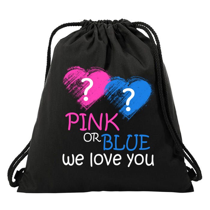 Pink or Blue We Love You Drawstring Bag