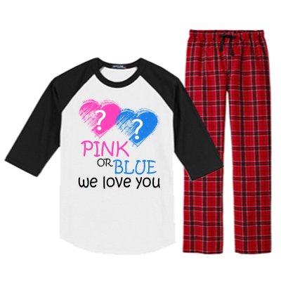 Pink or Blue We Love You Raglan Sleeve Pajama Set