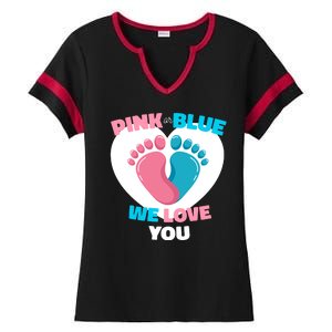 Pink Or Blue We Love You Gender Reval Ladies Halftime Notch Neck Tee