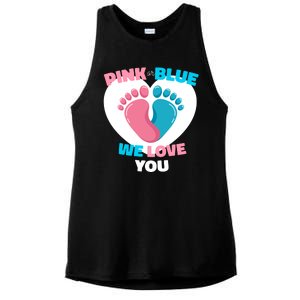 Pink Or Blue We Love You Gender Reval Ladies PosiCharge Tri-Blend Wicking Tank