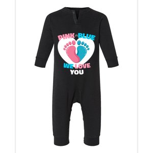 Pink Or Blue We Love You Gender Reval Infant Fleece One Piece