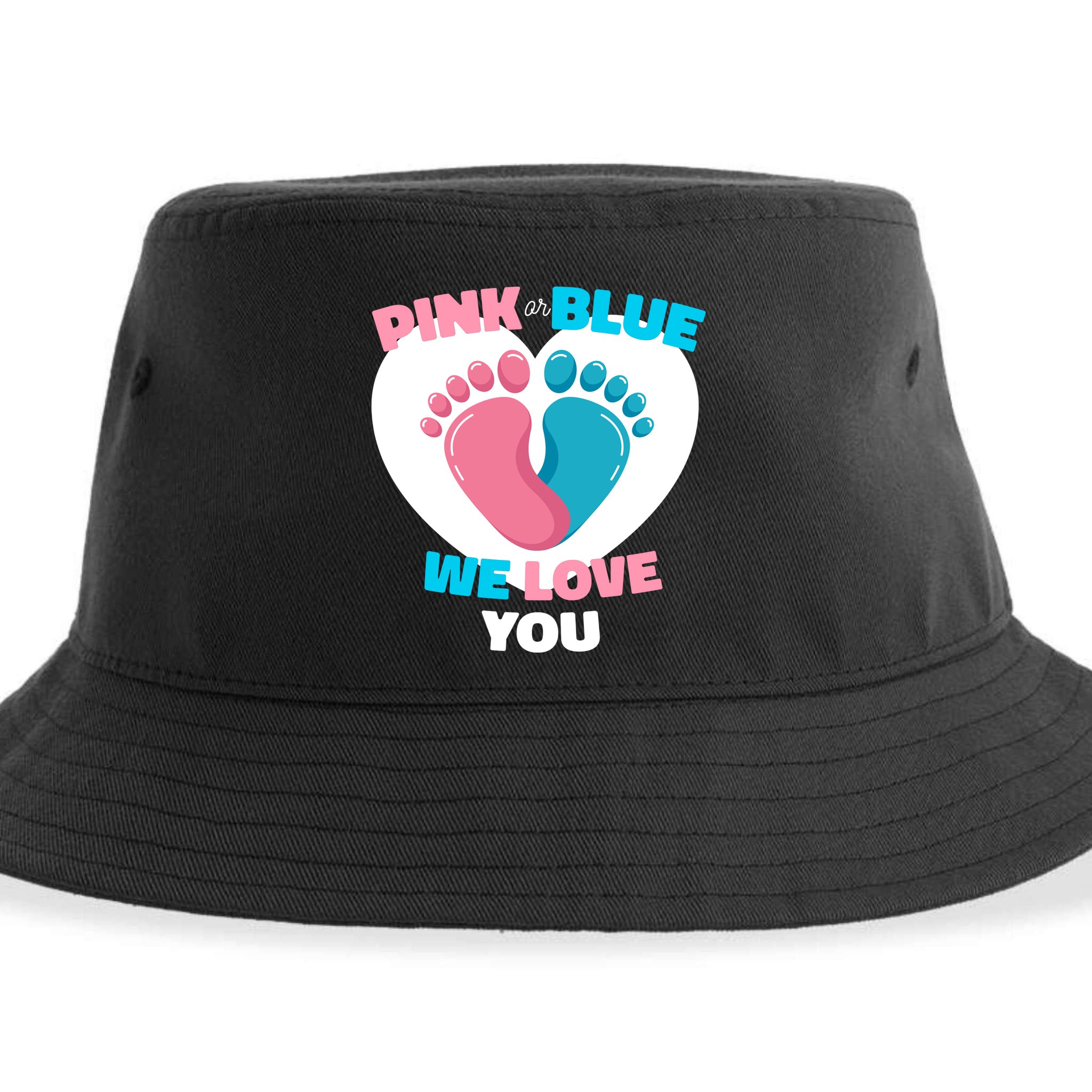 Pink Or Blue We Love You Gender Reval Sustainable Bucket Hat
