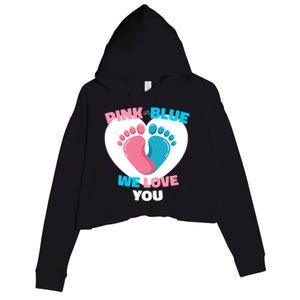 Pink Or Blue We Love You Gender Reval Crop Fleece Hoodie